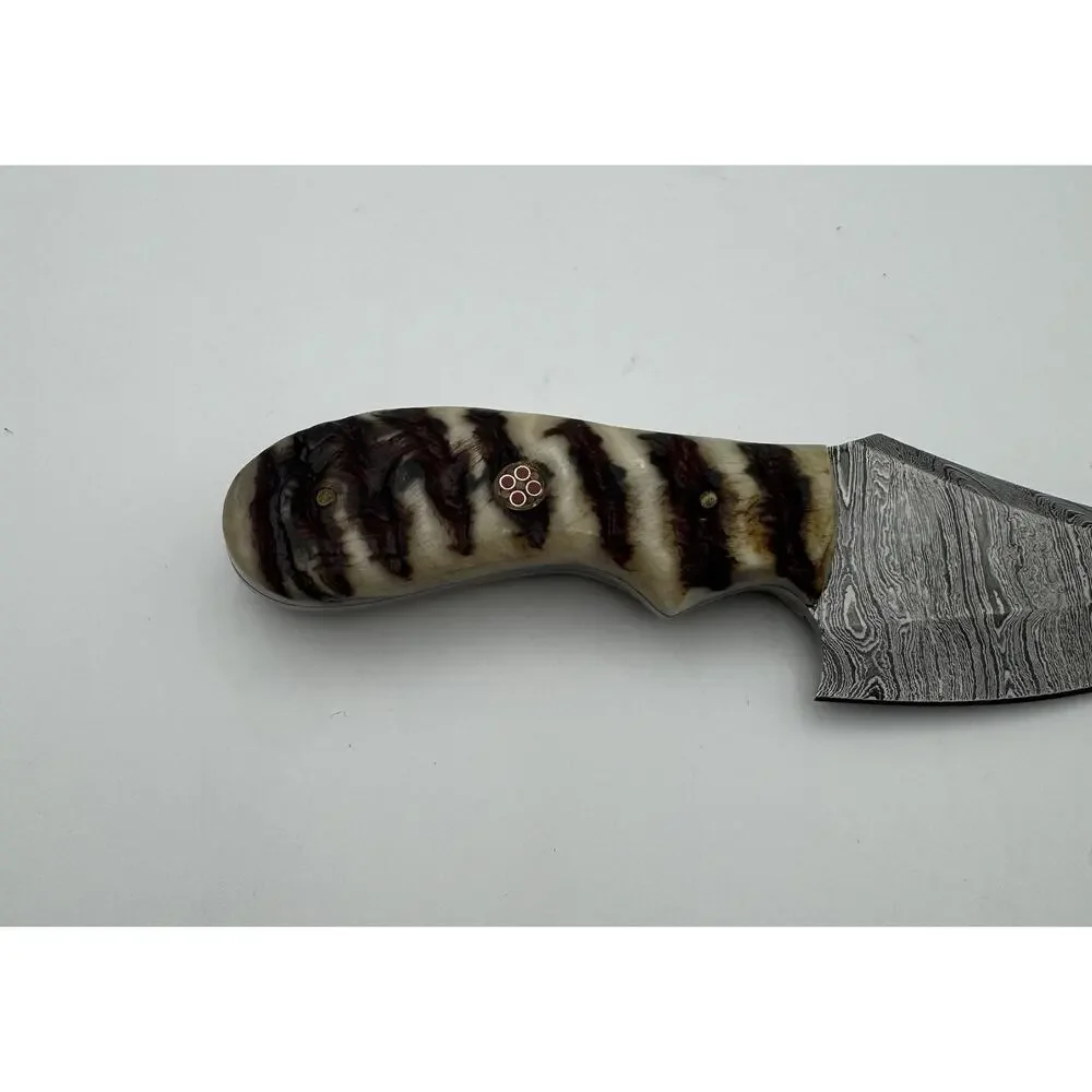 Handmade Damascus Steel Fixed Blade Knife w/ Leather Sheath – Pakistan Made NEW